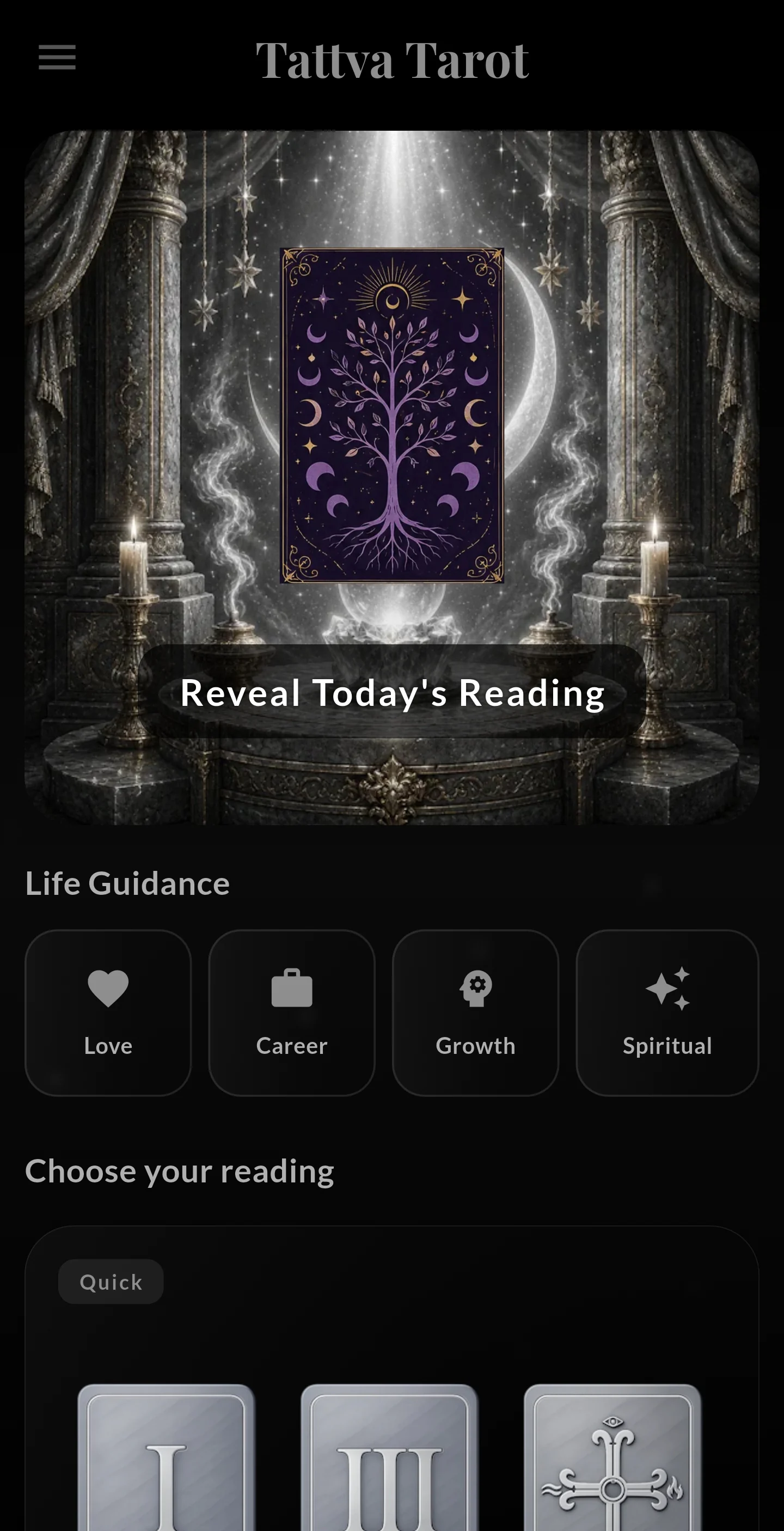 Obsidian theme in Tattva Tarot
